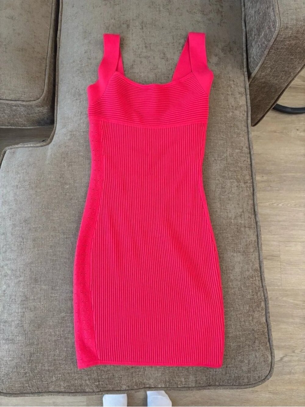 Guess Hot Pink Ribbed Midi Tank Dress
